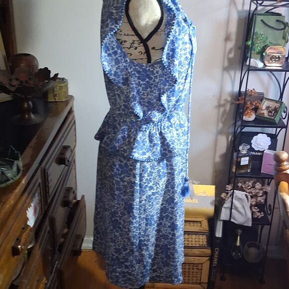 Michael Kors Blue Floral Dress with Ruffle Details Size Medium - Picture 5 of 10